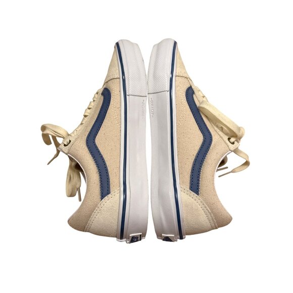 Vans Cush Pop Old Skool Skate Shoes Cream Blue Stripe Mens 6.5 Suede & Canvas - Picture 10 of 14